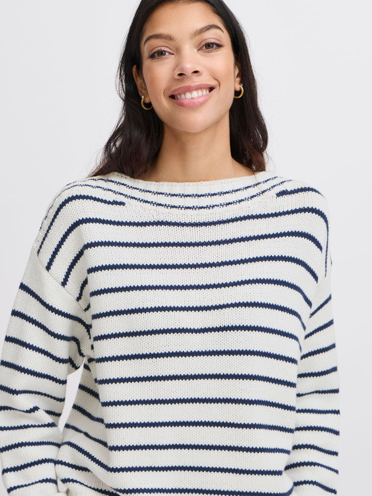 B Young ByNagla Striped Jumper Marshmallow Mix