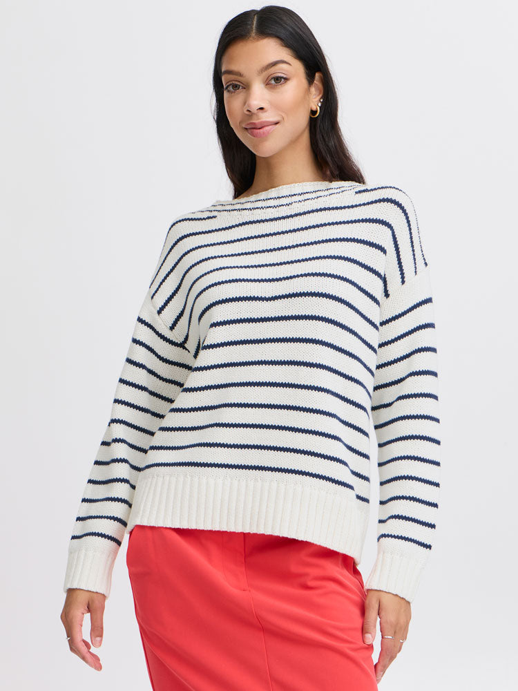 B Young ByNagla Striped Jumper Marshmallow Mix