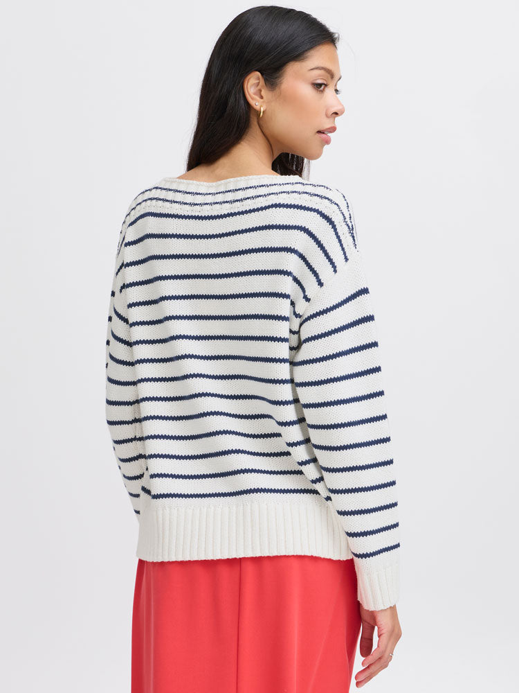 B Young ByNagla Striped Jumper Marshmallow Mix