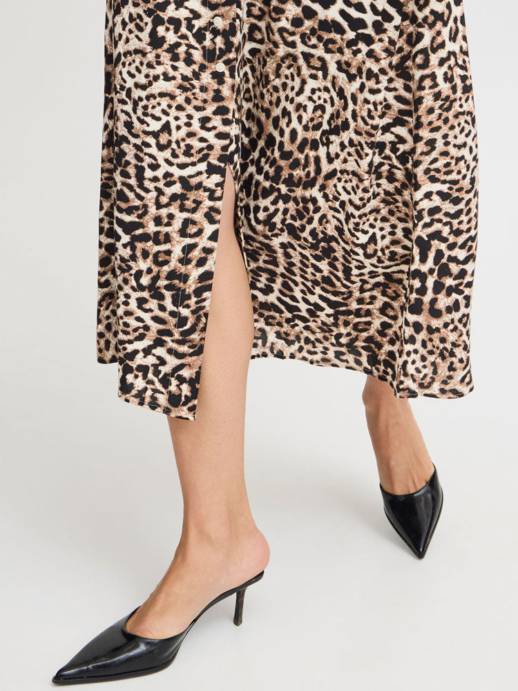 B Young ByMMJoella Midi Skirt Birch Leopard