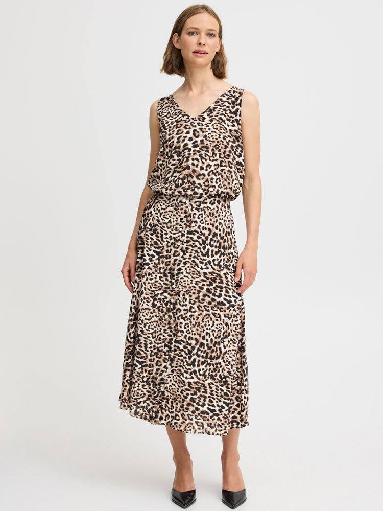 B Young ByMMJoella Midi Skirt Birch Leopard