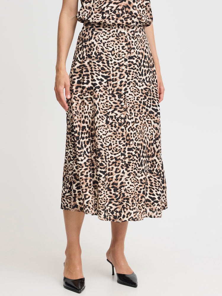 B Young ByMMJoella Midi Skirt Birch Leopard