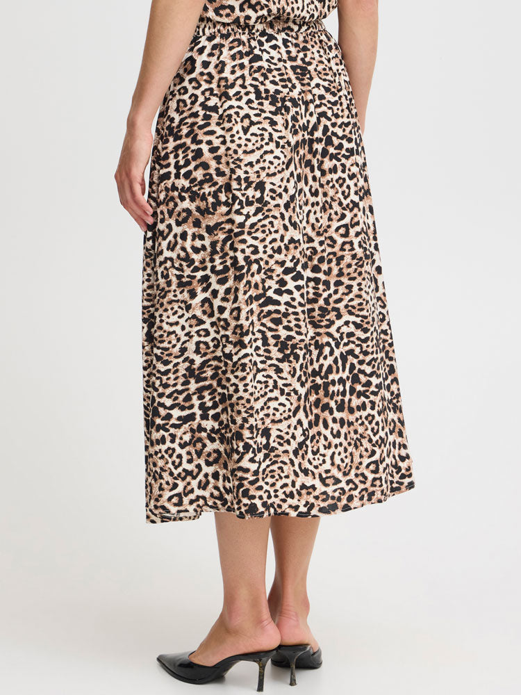 B Young ByMMJoella Midi Skirt Birch Leopard