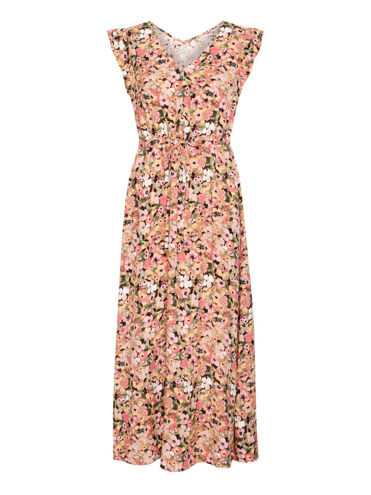 B Young ByMMJoella Frill Dress Coral Blush Flower