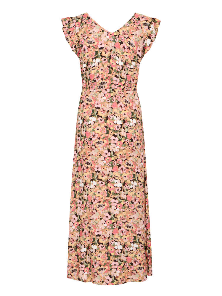 B Young ByMMJoella Frill Dress Coral Blush Flower