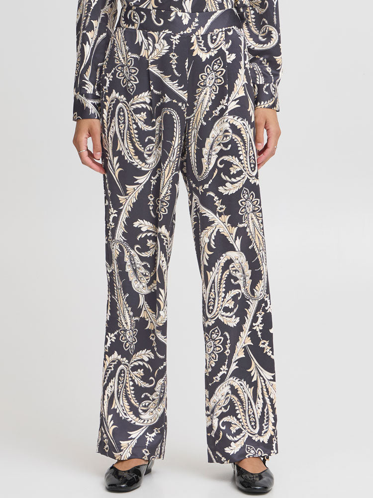 B Young ByFlair Trousers Black Paisley