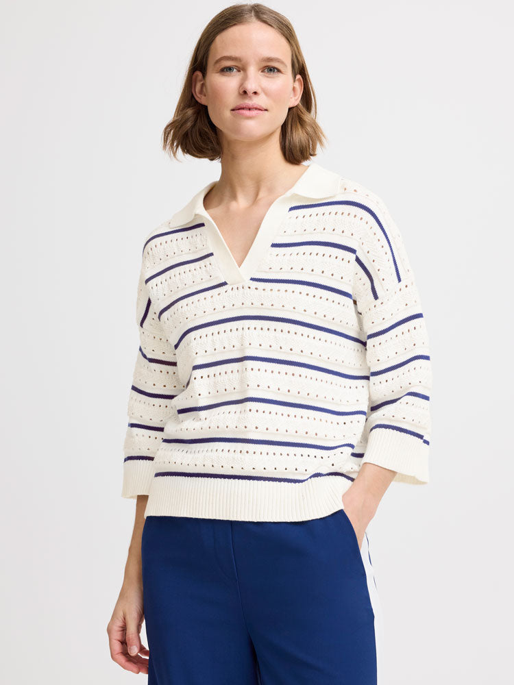 B Young ByMadalena Open Neck Jumper Marshmallow Mix