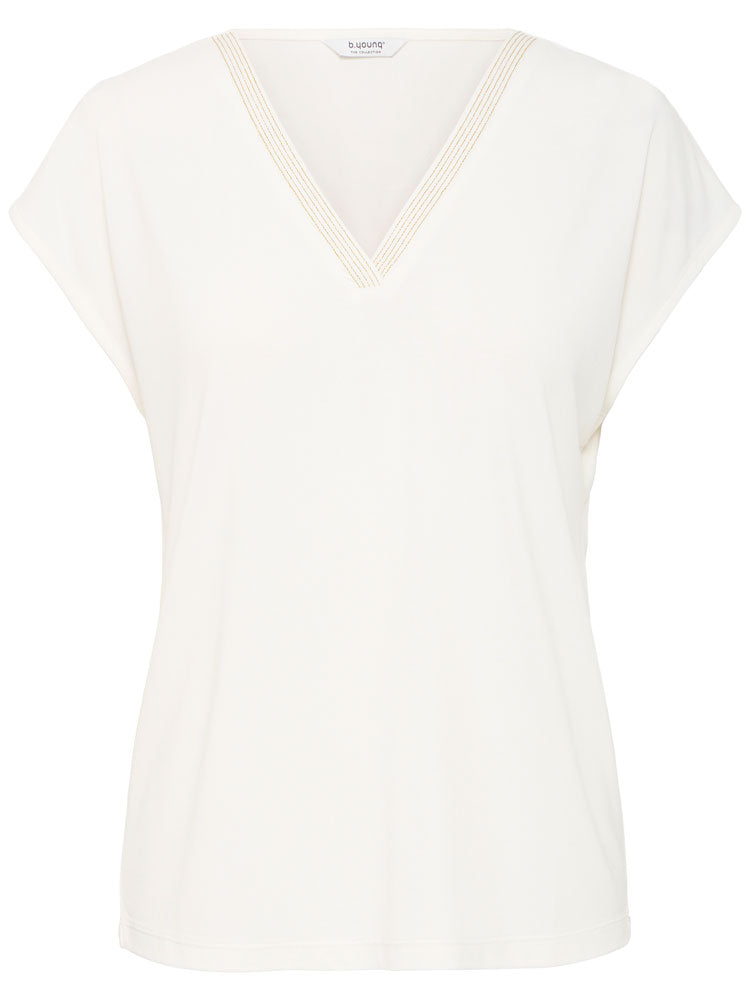 B Young ByPerl T-shirt with Neck Detail Marshmallow