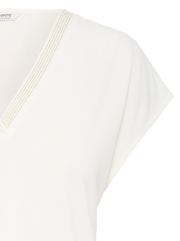 B Young ByPerl T-shirt with Neck Detail Marshmallow