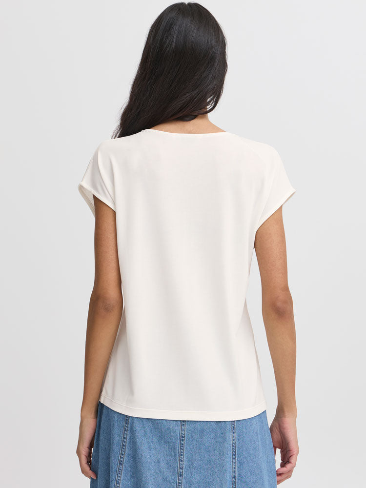 B Young ByPerl T-shirt with Neck Detail Marshmallow