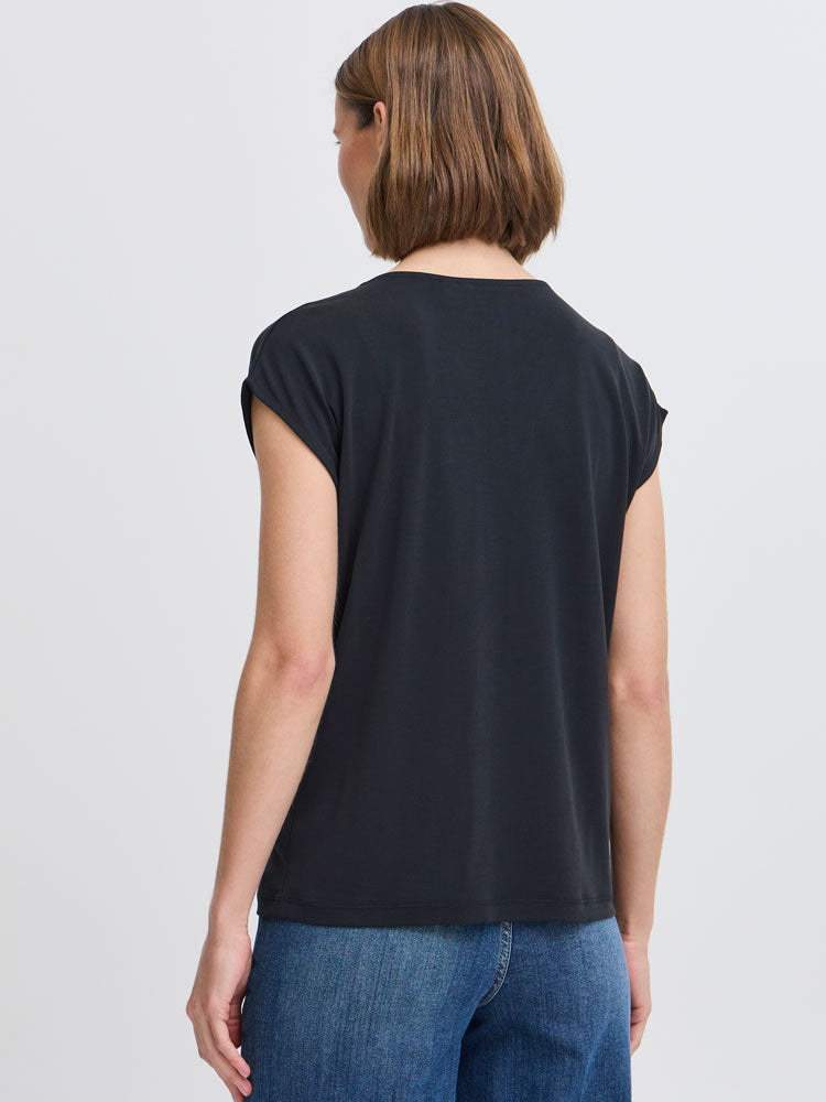 B Young ByPerl T-Shirt with Neck Detail Black