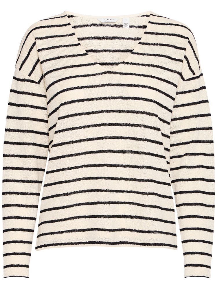 B Young BySif Stripe Jumper Birch Mix