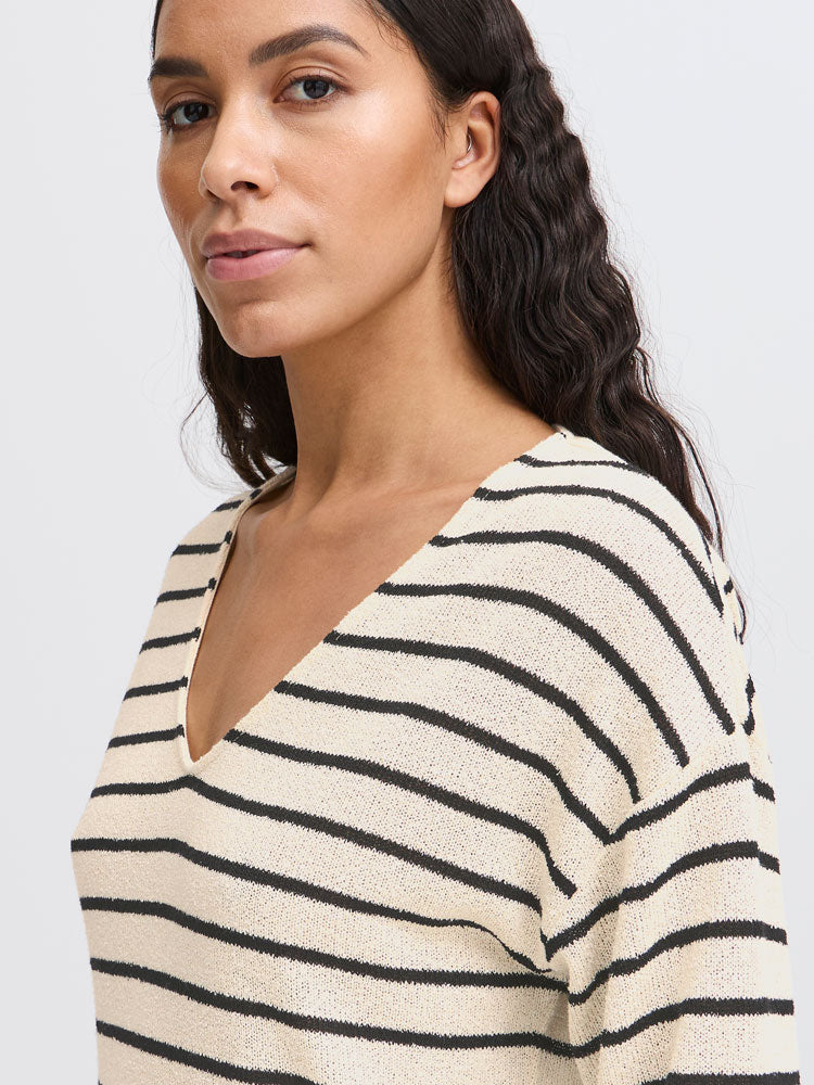 B Young BySif Stripe Jumper Birch Mix