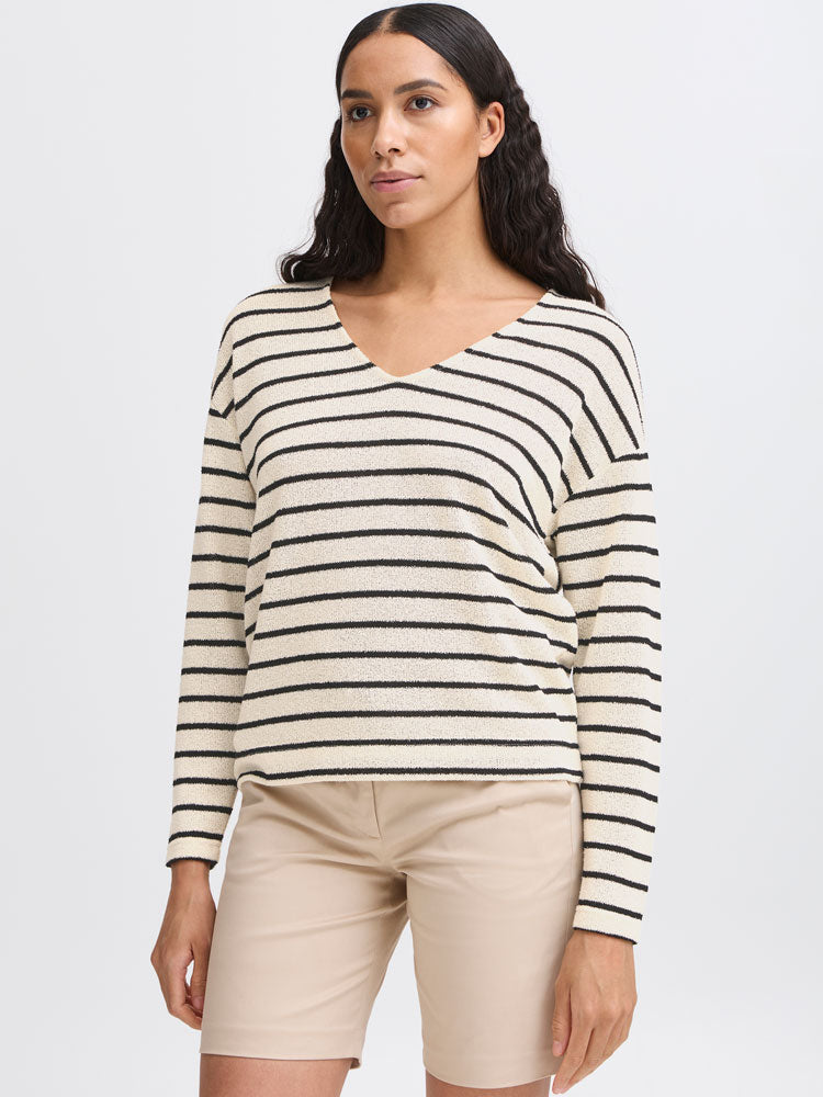 B Young BySif Stripe Jumper Birch Mix