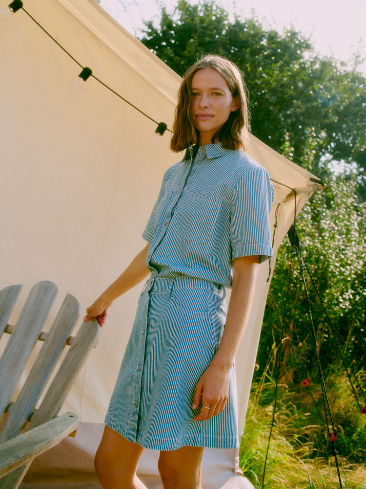 B Young ByLaro Shirt Blue Stripe Denim