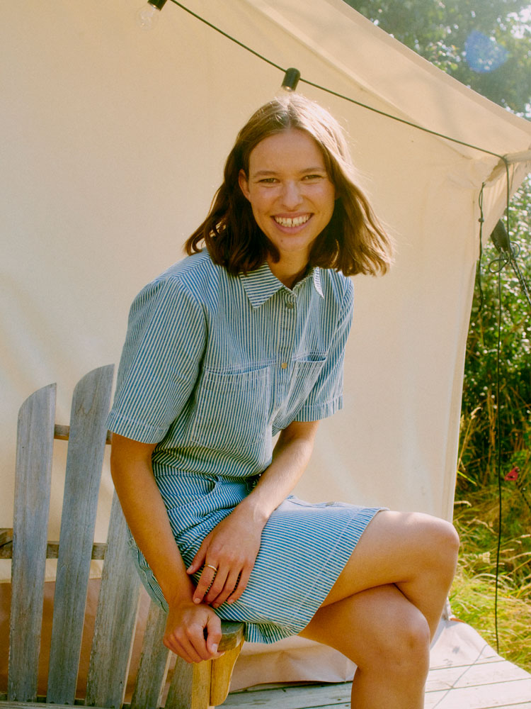 B Young ByLaro Shirt Blue Stripe Denim