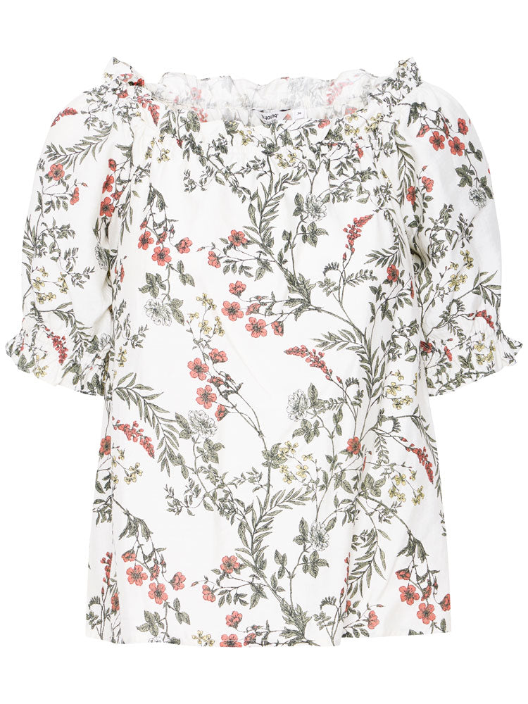 B Young ByImilda Off Shoulder Blouse Birch Flower Mix