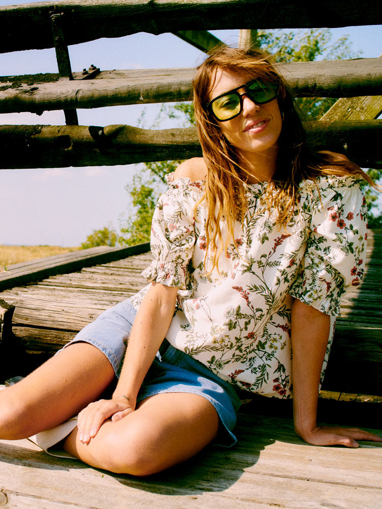 B Young ByImilda Off Shoulder Blouse Birch Flower Mix