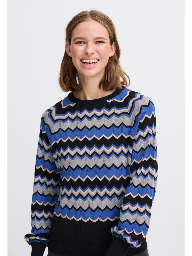 B Young ByMMorla Zigzag Jumper Blue