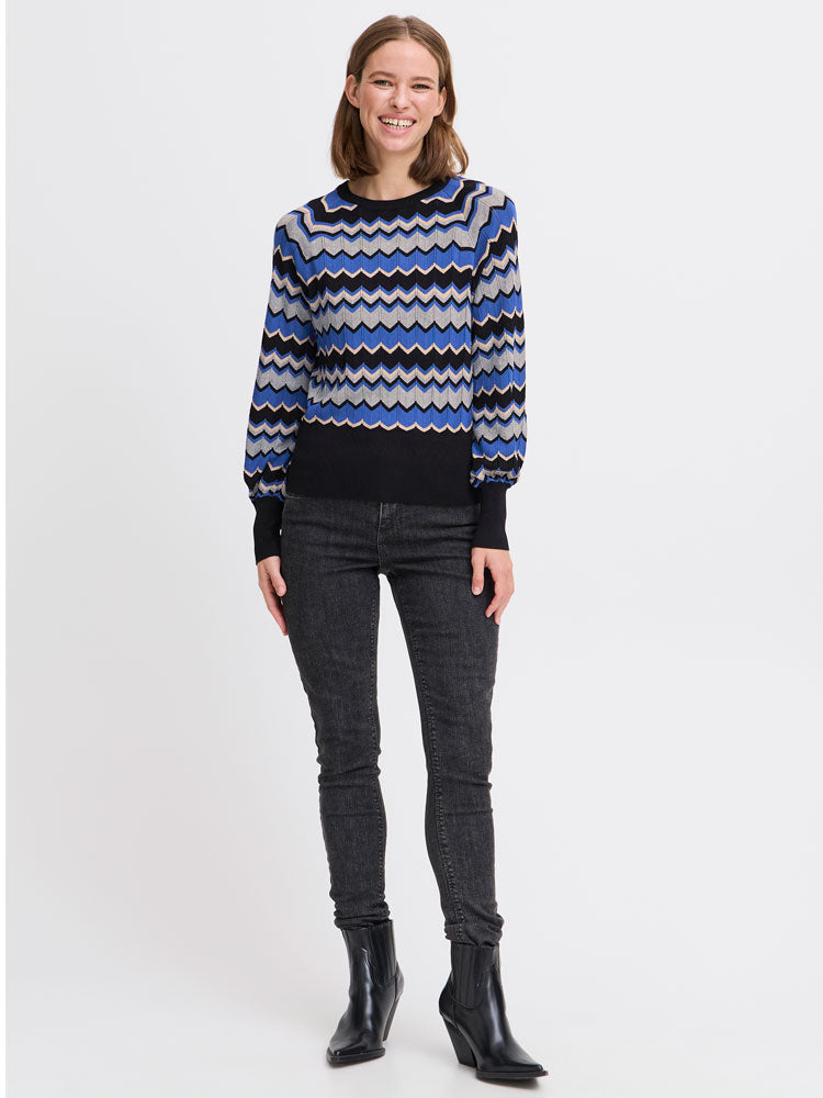 B Young ByMMorla Zigzag Jumper Blue