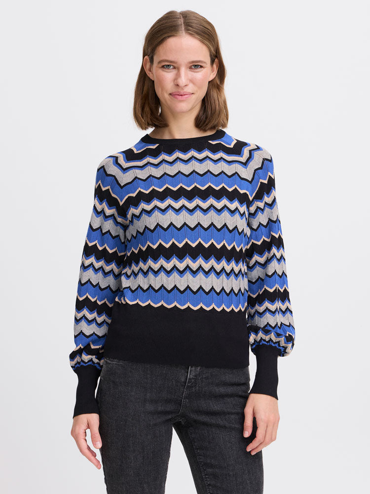 B Young ByMMorla Zigzag Jumper Blue