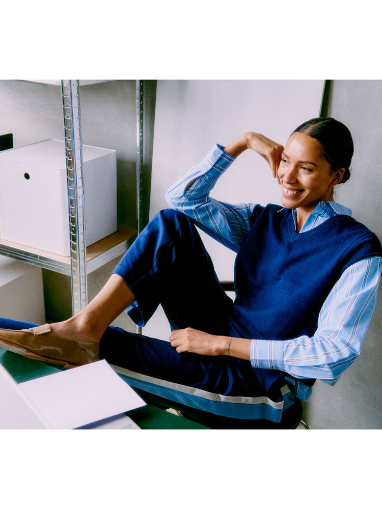 B Young Byrizetta Side Stripe Trousers Medieval Blue