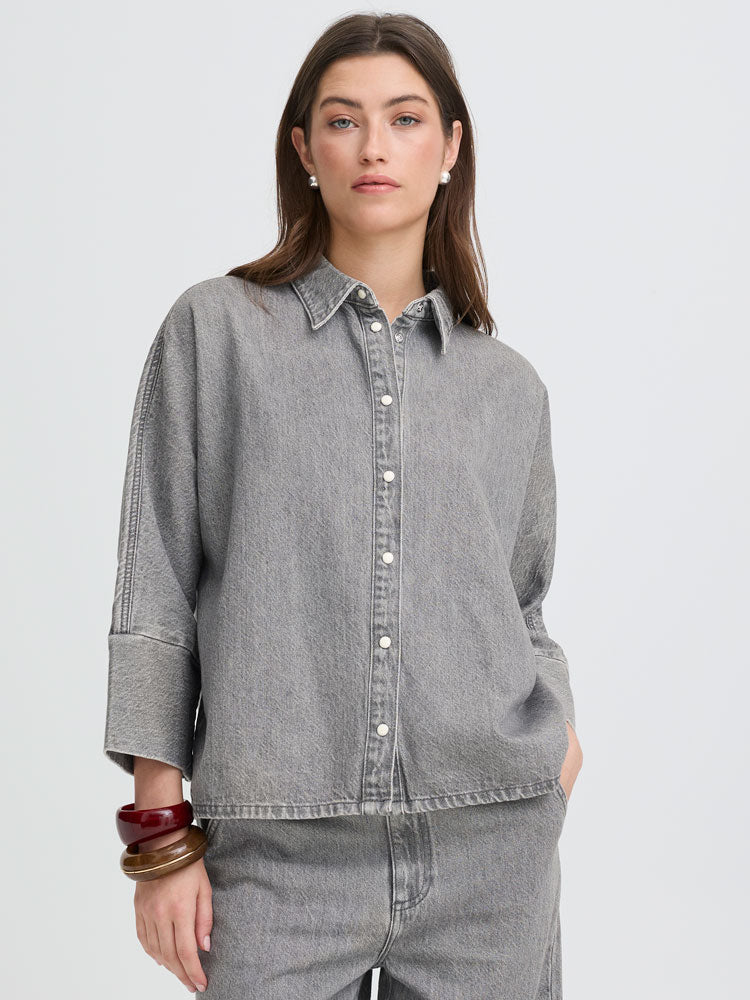 B Young ByKimu Shirt Mid Grey Denim