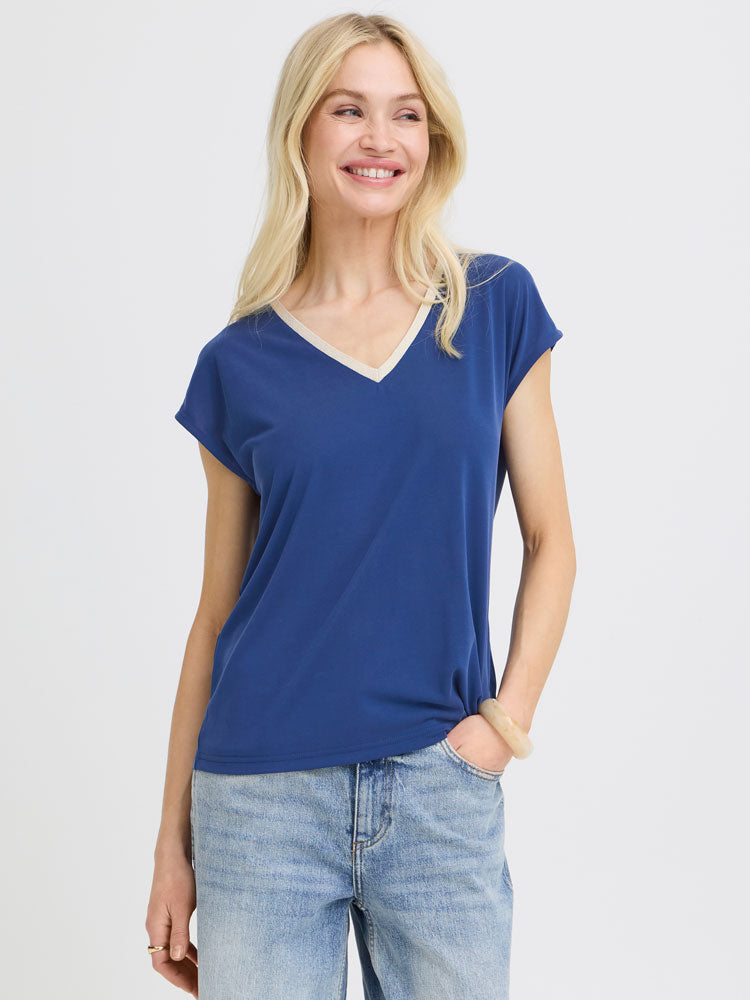 B Young ByPerl Lurex T-Shirt Medieval Blue