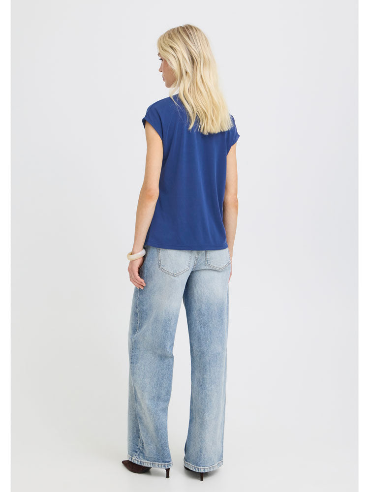 B Young ByPerl Lurex T-Shirt Medieval Blue