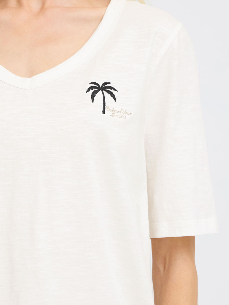 B Young ByPalora V Neck T-Shirt Marshmallow