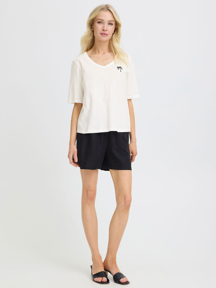 B Young ByPalora V Neck T-Shirt Marshmallow