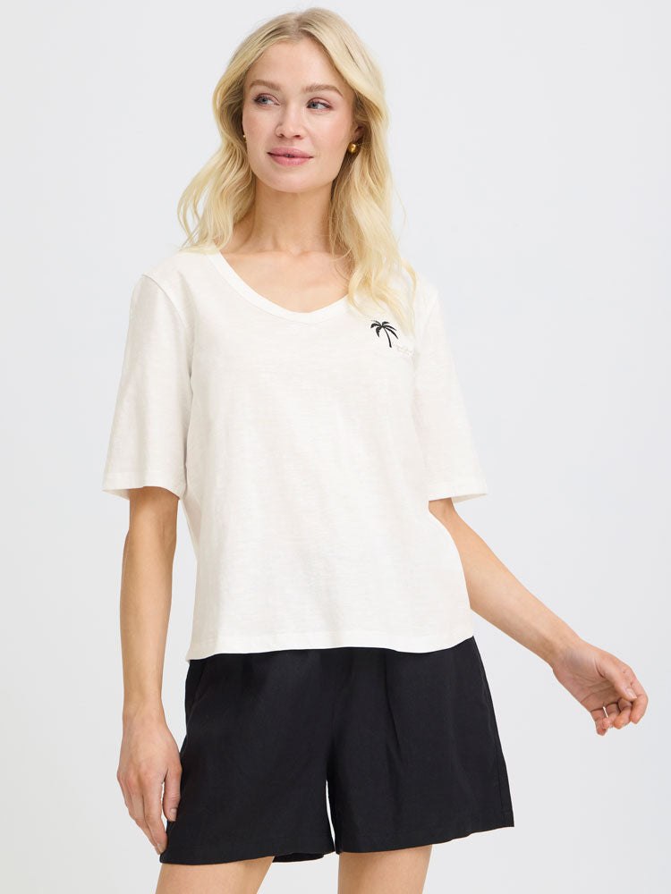 B Young ByPalora V Neck T-Shirt Marshmallow