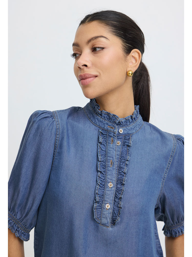 B Young ByKosmo Blouse Mid Blue Denim