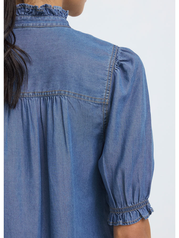 B Young ByKosmo Blouse Mid Blue Denim
