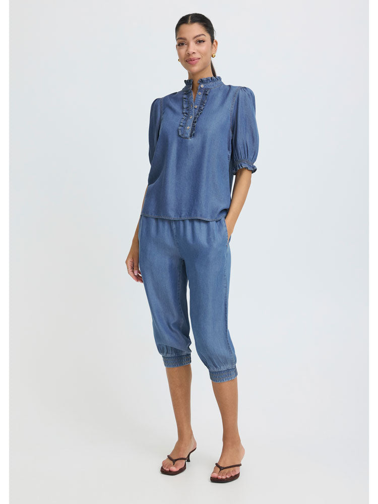 B Young ByKosmo Blouse Mid Blue Denim