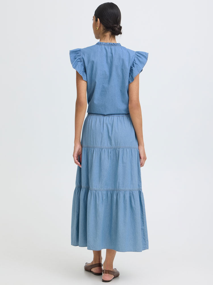 B Young ByKashe Skirt Light Blue Denim