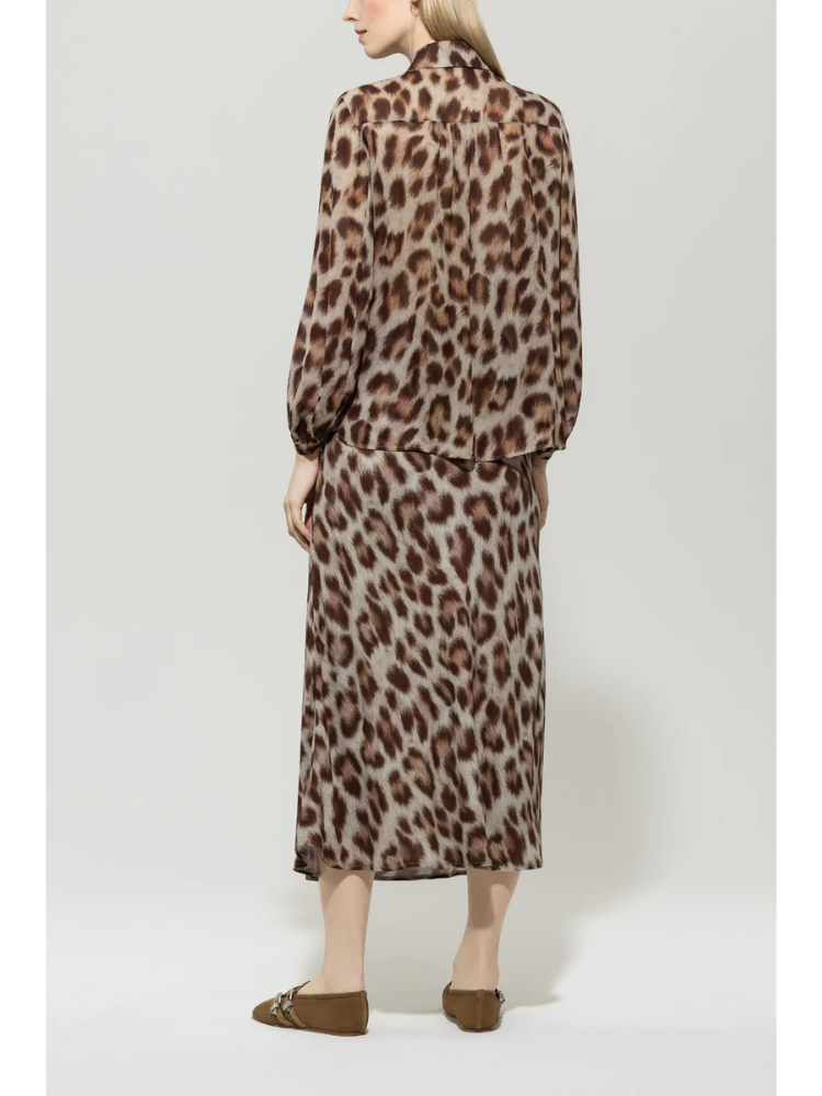 Luisa Cerano Animal Print Blouse Brown