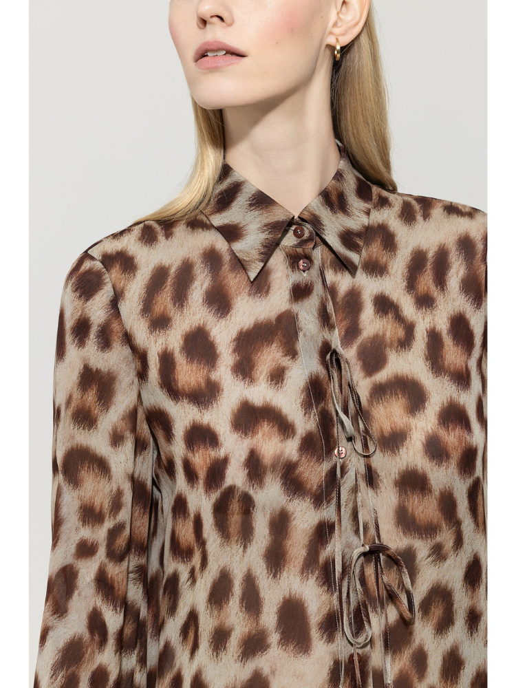 Luisa Cerano Animal Print Blouse Brown