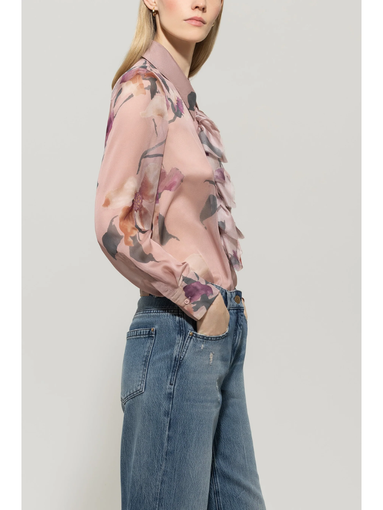 Luisa Cerano Silk Floral Blouse Pink