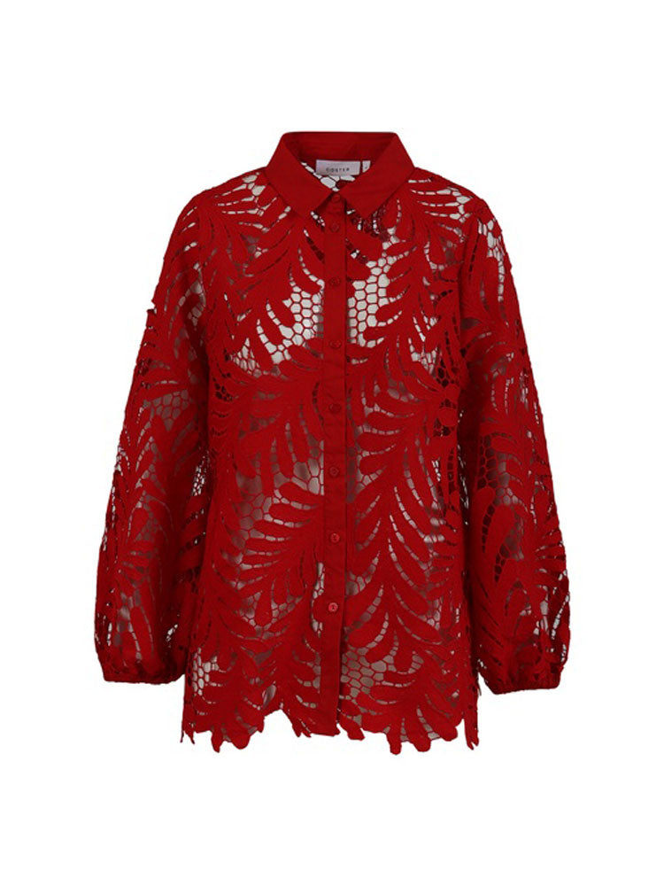 Coster Copenhagen Lace Shirt Scarlet Red