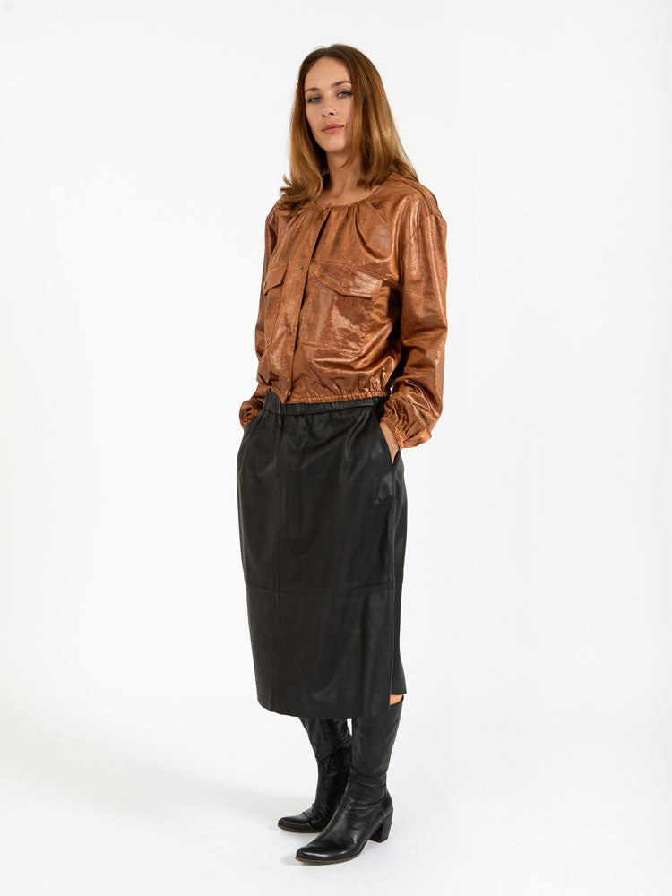 Coster Copenhagen Shiny Bomber Cognac Brown