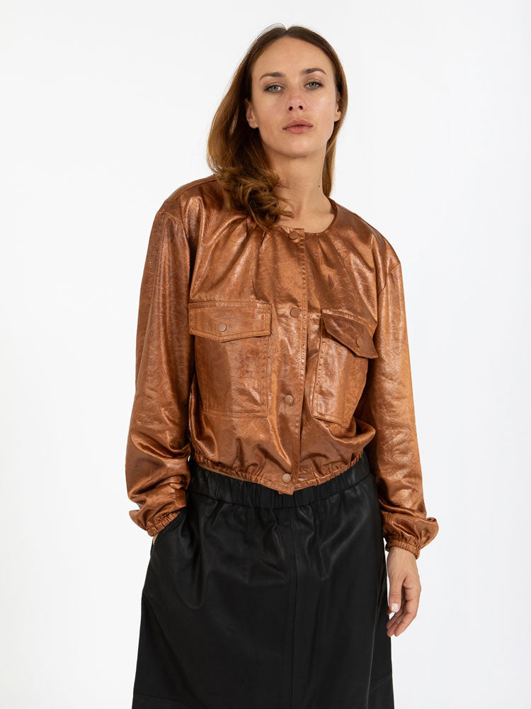 Coster Copenhagen Shiny Bomber Cognac Brown