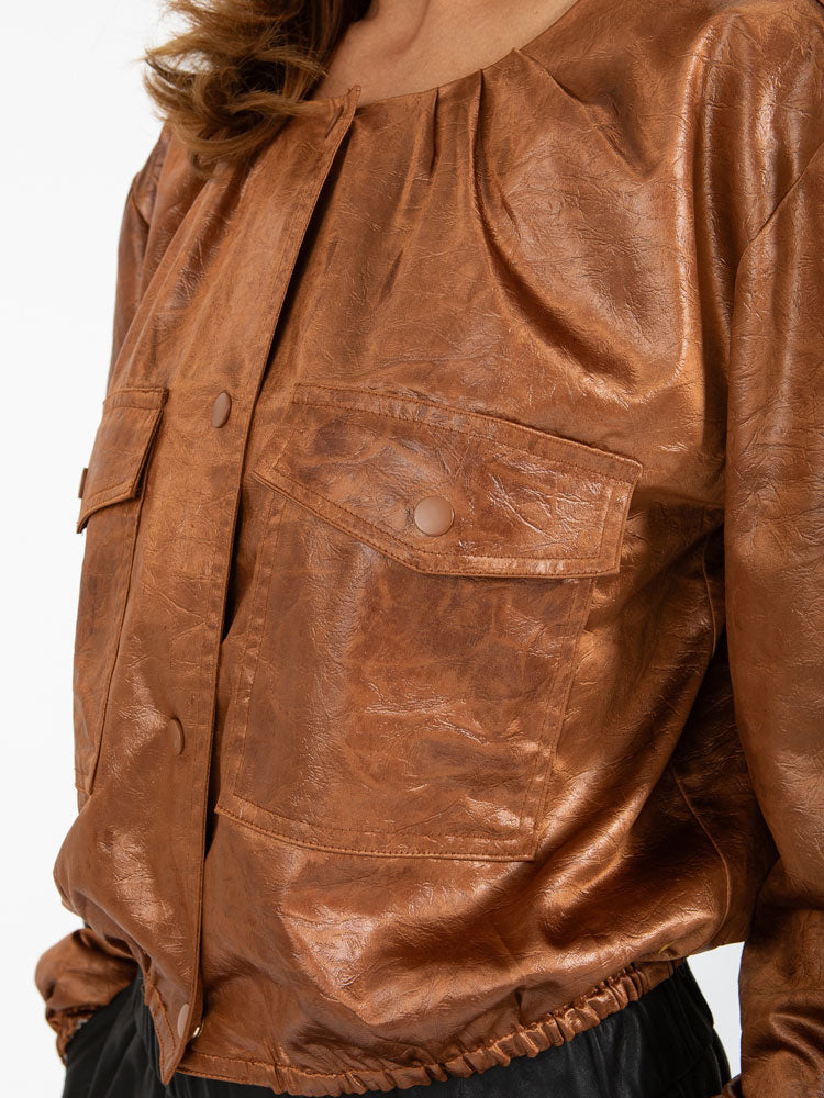 Coster Copenhagen Shiny Bomber Cognac Brown