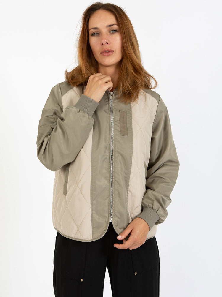 Coster Copenhagen Quilted Bomber Jacket Army Mix