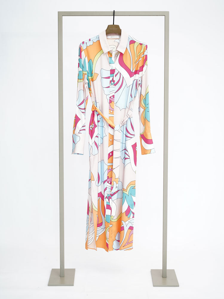 Herzens Silk Shirt Dress Breeze Icy Pink Multi