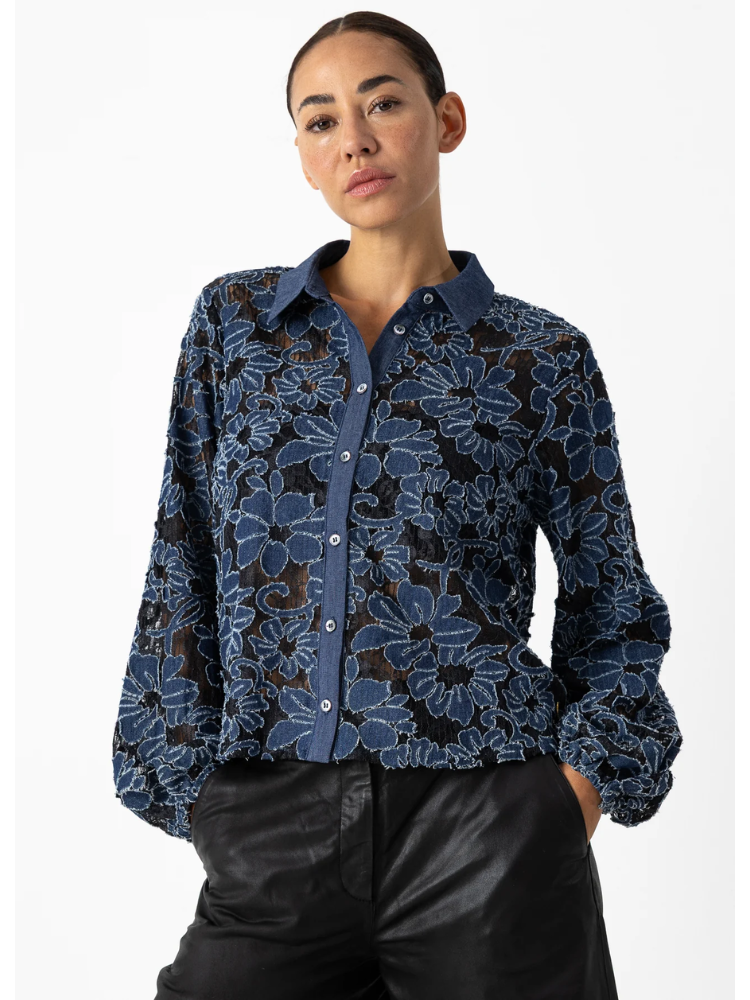 Coster Copenhagen Flower Structure Shirt Blue