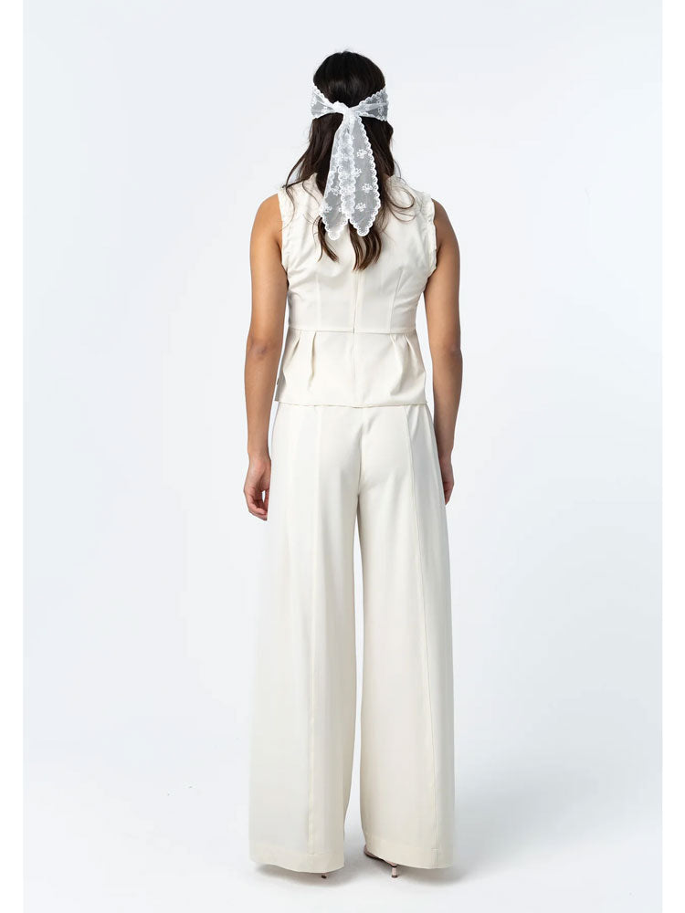 Coster Copenhagen Shiny Wide Pants Pearl