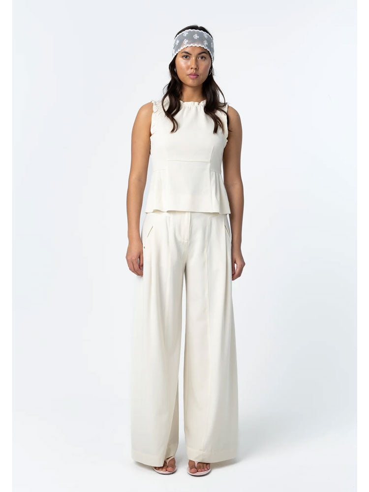 Coster Copenhagen Shiny Wide Pants Pearl