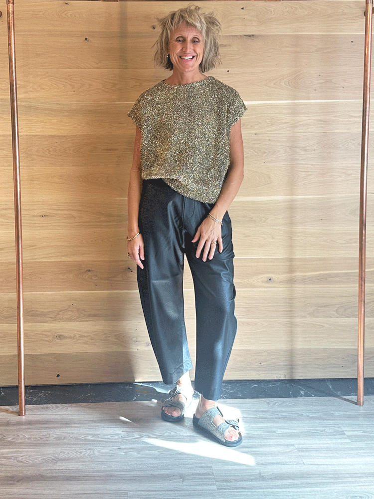 Floor EcoLeather Balloon Trousers Black