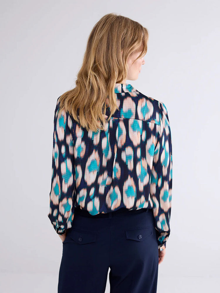 Summum Painted Ikat Print Blouse Midnight Blue